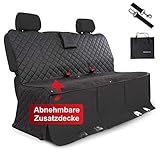 WhizProducts® Hundedecke für Auto Rückbank (mit Zusatz-Decke, Tasche & Sicherheitsgurt) – Wasserabweisende Autoschondecke & Rutschfester Sitzbezug mit Seitenschutz