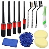 EXLECO Auto Reinigung Pinsel Set, 13 Pcs Auto Reinigungbrüsten, Auto Detailing Brush Set mit Mischfaser, Kein Borstenverlust, mit Handschuhe, Handtuch, für Innere und Außene Reinigung